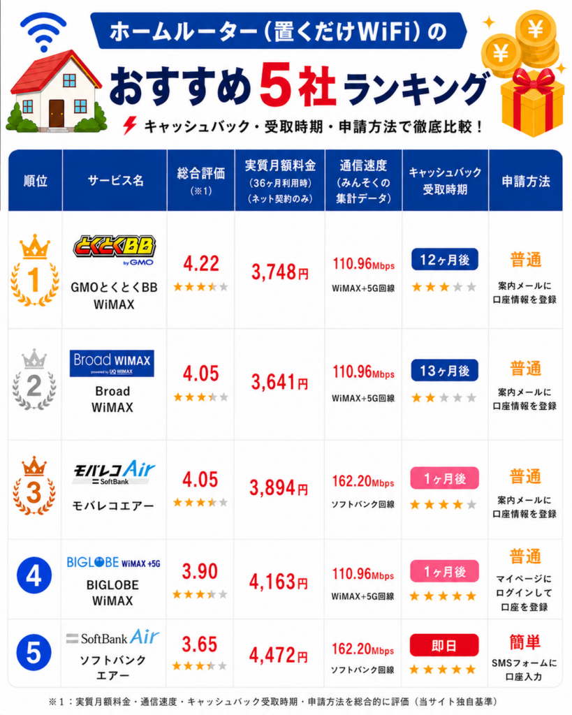 ホームルーターおすすめランキング図解